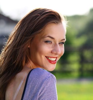 Portrait of beautiful woman outdoor