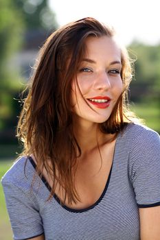Portrait of beautiful woman outdoor