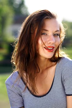 Portrait of beautiful woman outdoor
