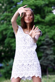 Portrait of beautiful woman outdoor