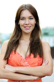 Portrait of beautiful woman outdoor