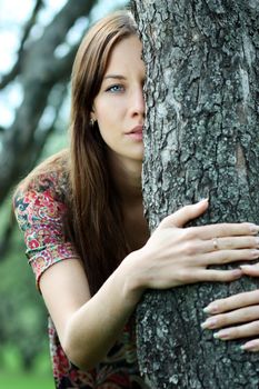 Portrait of beautiful woman outdoor