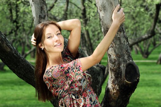 Portrait of beautiful woman outdoor