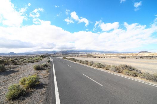 Lonely Road in the Desert in Tenerife Canary Islands