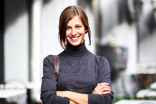 Portrait of beautiful woman outdoor