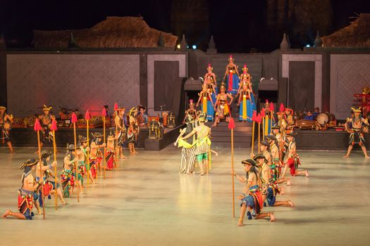 YOGYAKARTA, INDONESIA - SEP 12: Ramayana Ballet show at Prambanan temple on SEP 12, 2012  in Yogyakarta, Indonesia. It is based on epic Hindu poem and represents Javanese style, culture and music.