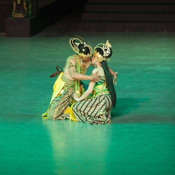 YOGYAKARTA, INDONESIA - SEP 12: Ramayana Ballet show at Prambanan temple on SEP 12, 2012  in Yogyakarta, Indonesia. It is based on epic Hindu poem and represents Javanese style, culture and music.