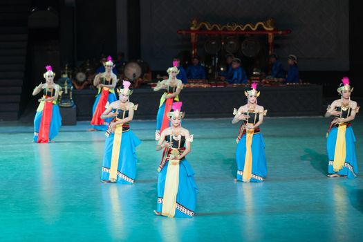 YOGYAKARTA, INDONESIA - SEP 12: Ramayana Ballet show at Prambanan temple on SEP 12, 2012  in Yogyakarta, Indonesia. It is based on epic Hindu poem and represents Javanese style, culture and music.