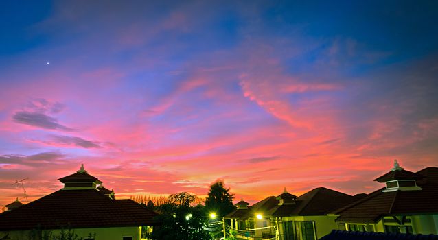 The Twilight in Colorful of Cloud and Sky.