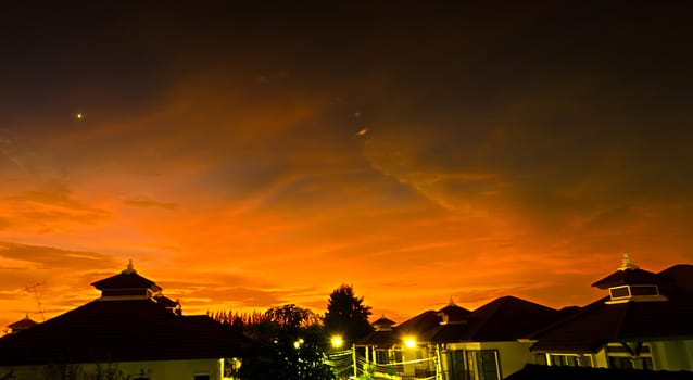 The Twilight in Colorful Shade of Cloud and Sky.