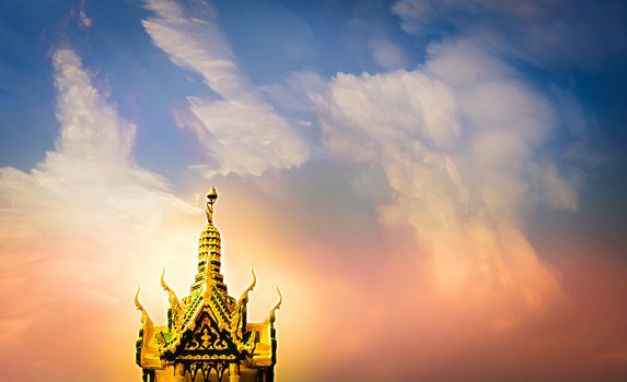 The Shrine of the Household God in Colorful of Cloud and Sky.