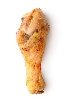 Fried chicken thigh isolated on a white background