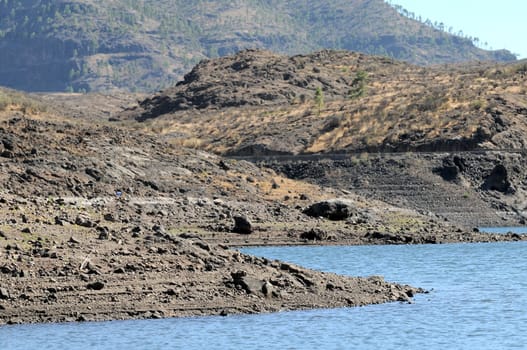 Lake Edge near the Desert In Gran Canaria Island, Spain