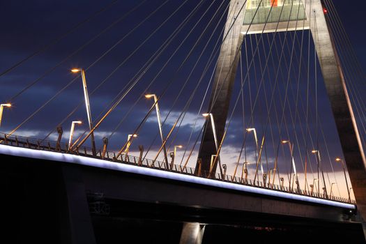 Highway bridge with night light