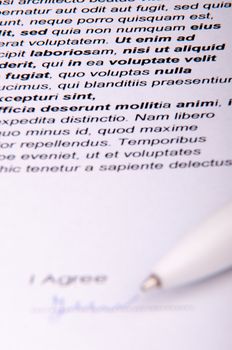 An image of signature over agreement