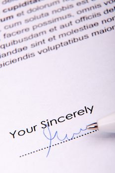 An image of signature over agreement