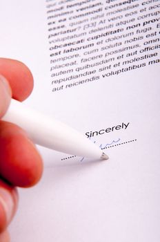 An image of signature over agreement