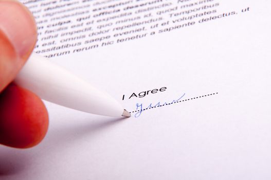 An image of signature over agreement