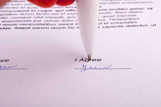 An image of signature over agreement