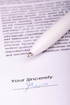 An image of signature over agreement