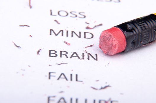 An image of business words and pencil