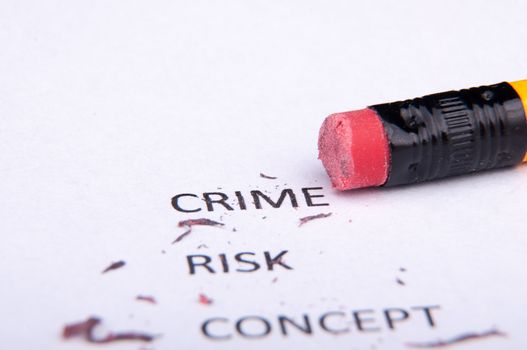 An image of business words and pencil