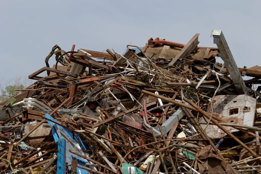 scrap metal processing industry, stacked metal