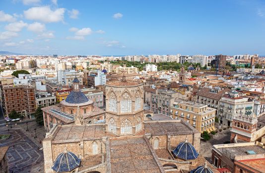 View of the historical center of Valencia from an observation deck of the Cathedral, Spain