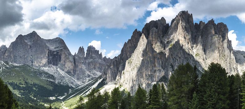 panoramic view of Valle del Vajolet from Ciampedié, Dolomiti - Italy