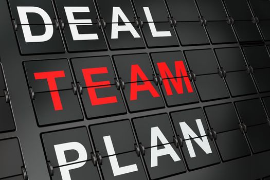 Finance concept: Team on airport board background, 3d render