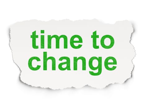 Timeline concept: torn paper with words Time to Change on Paper background, 3d render