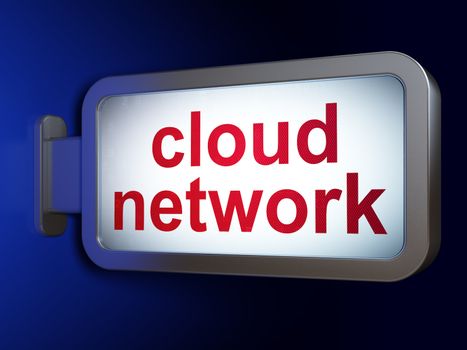 Networking concept: Cloud Network on advertising billboard background, 3d render