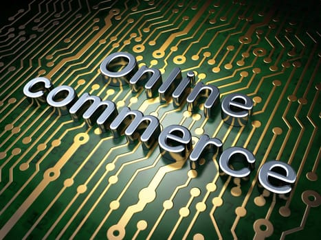 Business concept: circuit board with word Online Commerce, 3d render