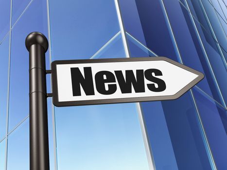 News concept: News on Building background, 3d render