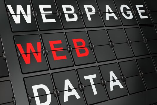 SEO web development concept: Web on airport board background, 3d render