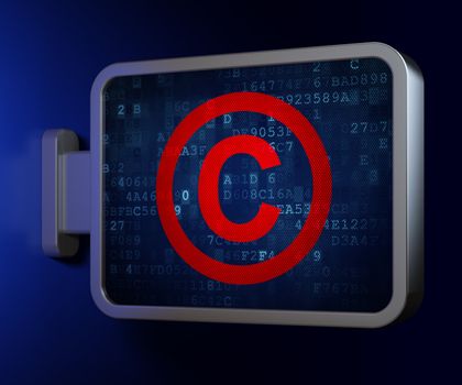 Law concept: Copyright on advertising billboard background, 3d render
