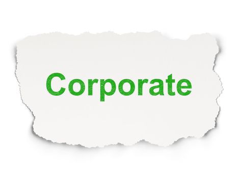 Business concept: torn paper with words Corporate on Paper background, 3d render