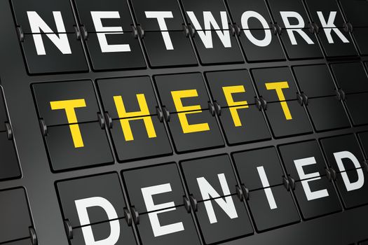 Safety concept: Theft on airport board background, 3d render