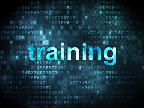 Education concept: pixelated words Training on digital background, 3d render