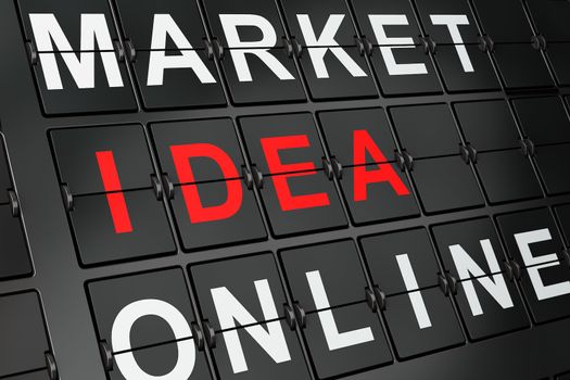 Marketing concept: Idea on airport board background, 3d render