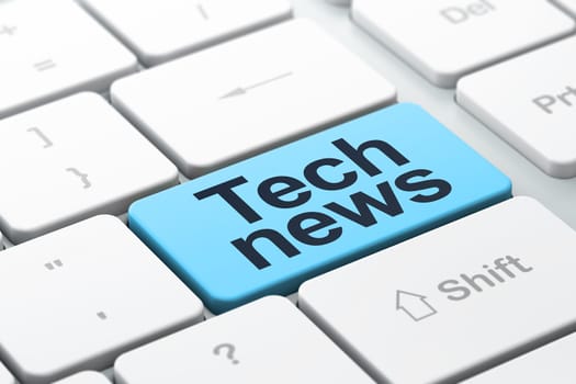 News concept: computer keyboard with word Tech News, selected focus on enter button background, 3d render