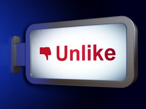 Social network concept: Unlike and Unlike on advertising billboard background, 3d render