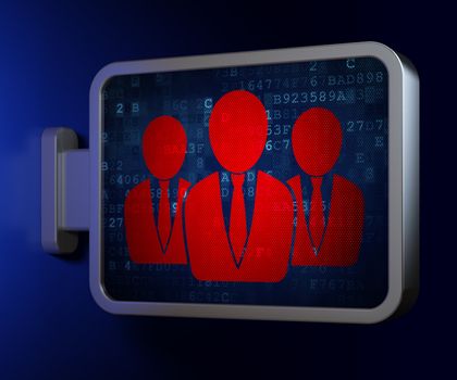 Law concept: Business People on advertising billboard background, 3d render