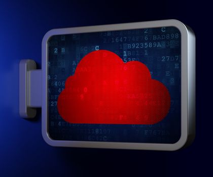Cloud technology concept: Cloud on advertising billboard background, 3d render