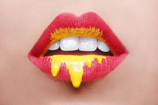 Extreme Makeup Cosmetic Creation Using Lip Color