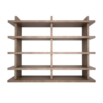 Wooden shelves. 3d rendering on white background