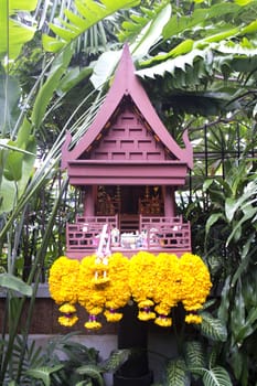 Pretty flower decoration in a Thai temple