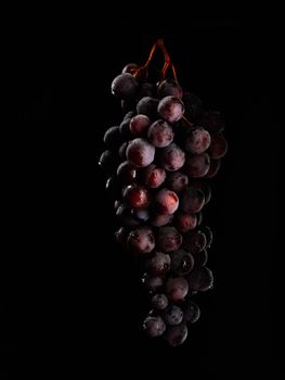Tasty ripe and sweet dark grape over  black 