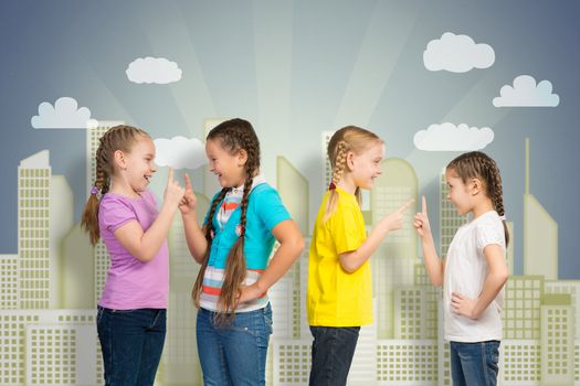 small group of girls stand in a row