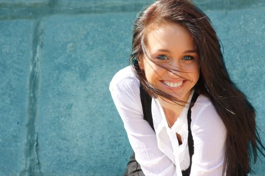 Happy young woman. Outdoor portrait